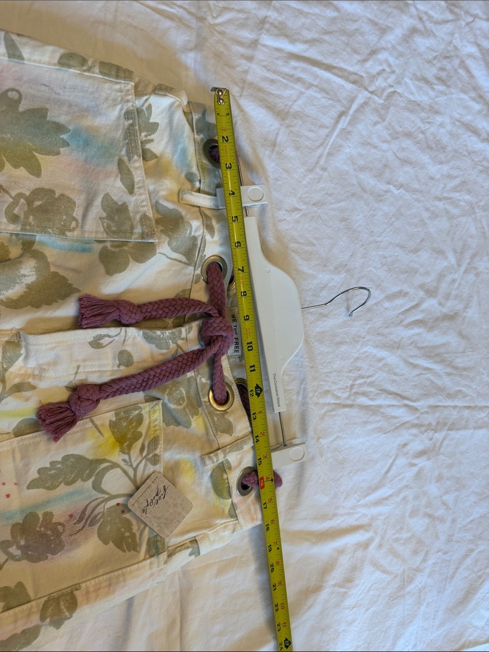 NWT Free People We The Free Moxie Printed Flocked Barrel Jeans ivory floral - 29 - Picture 8 of 10